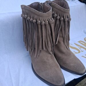 Very Volatile Fringe Suede Ankle Booties - Brown